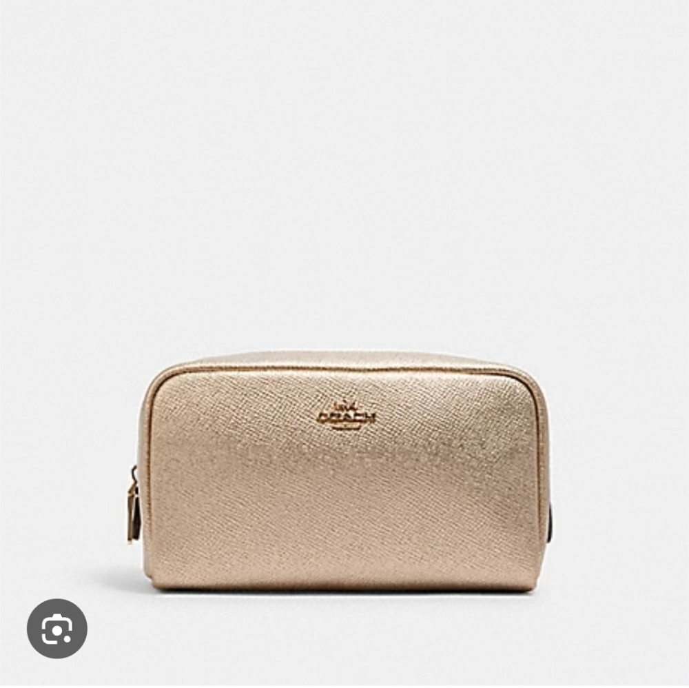 COACH C1409 SMALL BOXY COSMETIC CASE IM/METALLIC PALE GOLD NWT
